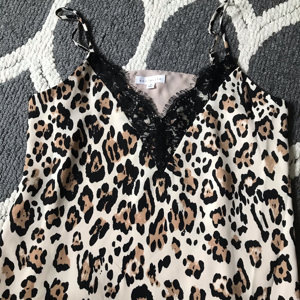 Nordstrom Rack Cheetah Print Lace Tank Top